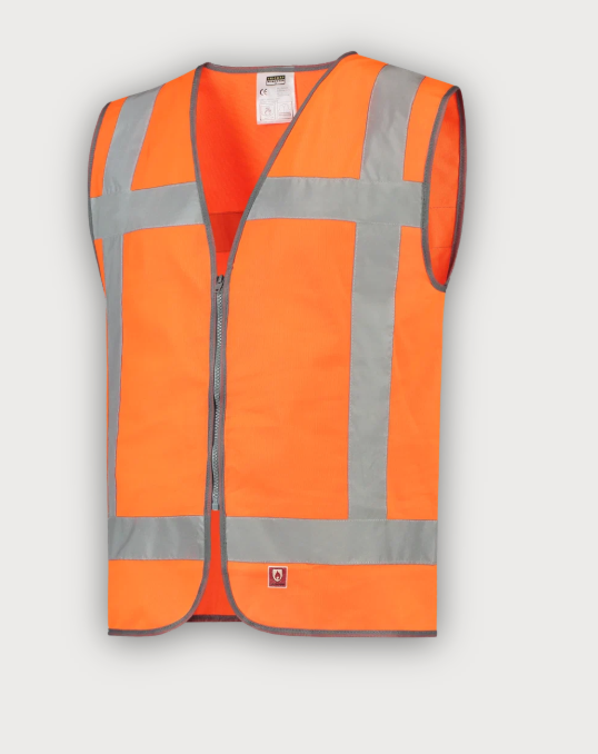 Warnweste, Sicherheitswesten, Reflektiv, Orange, Verschluss-Reißverschluss