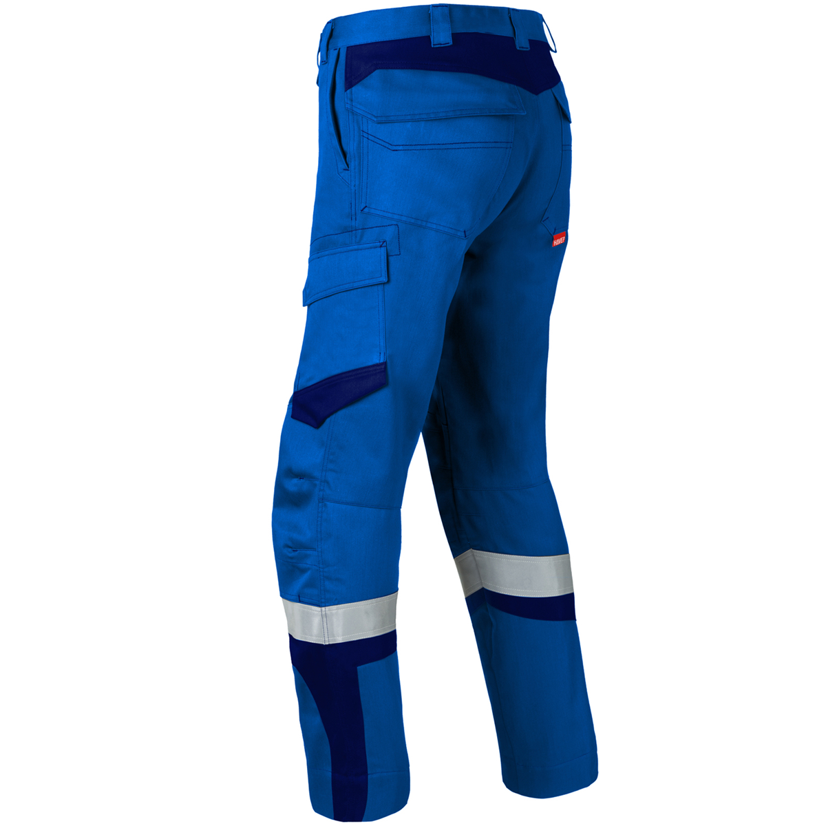 Arbeitshose, Cargo-Hose, Blau, Reflektoren, Knietasche