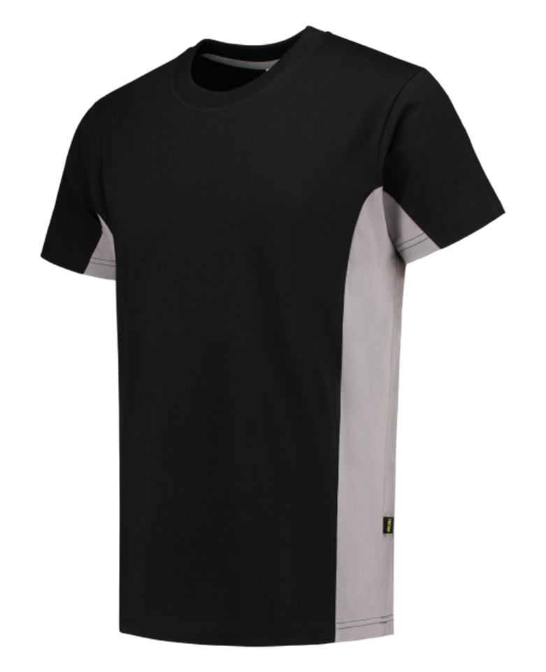 T-Shirt, Kurzarm, Schwarz, Seitliche Panel, Körperfarbe Schwarz