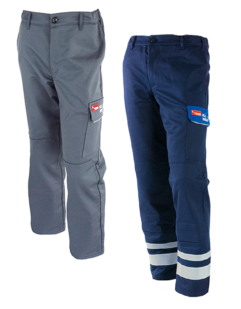 Arbeitshose, Seitentasche, Grau, Marineblau, Reflexstreifen