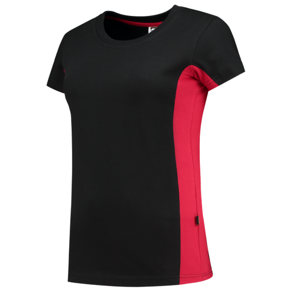 T-Shirt, Kurzarm, Schwarz, Rosa Seiteneinsatz, Kleidung