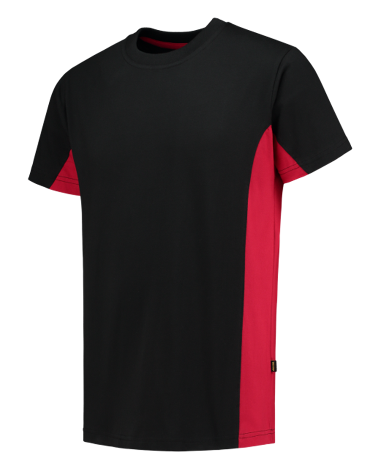 T-Shirt, Kurzarm, Schwarz, Rotseitiger Streifen, Hemd ähnlich