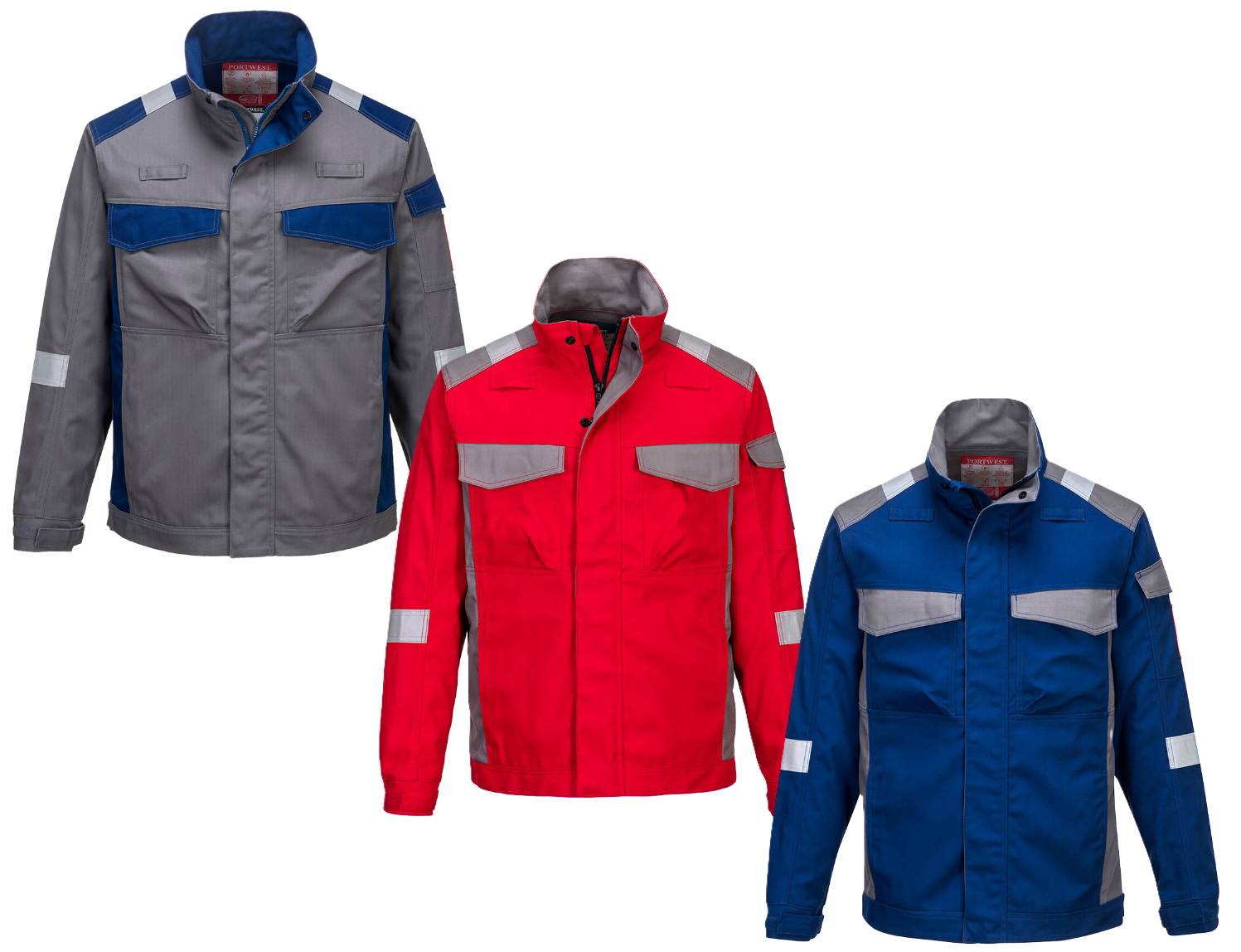 Arbeitsjacke, Industriemantel, Mehrfarbig, Reflexstreifen, lange Ärmel