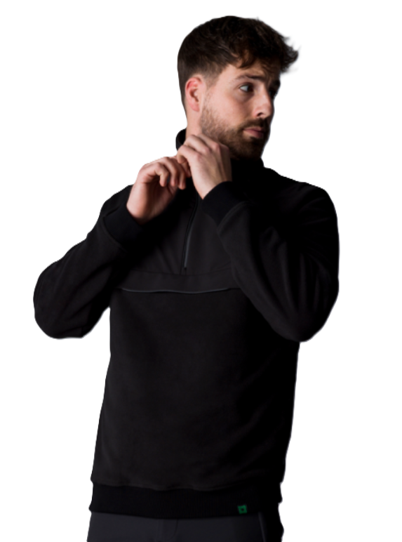 hoodie, schwarz, Viertel-Reißverschluss, Fleece, Sweatshirt