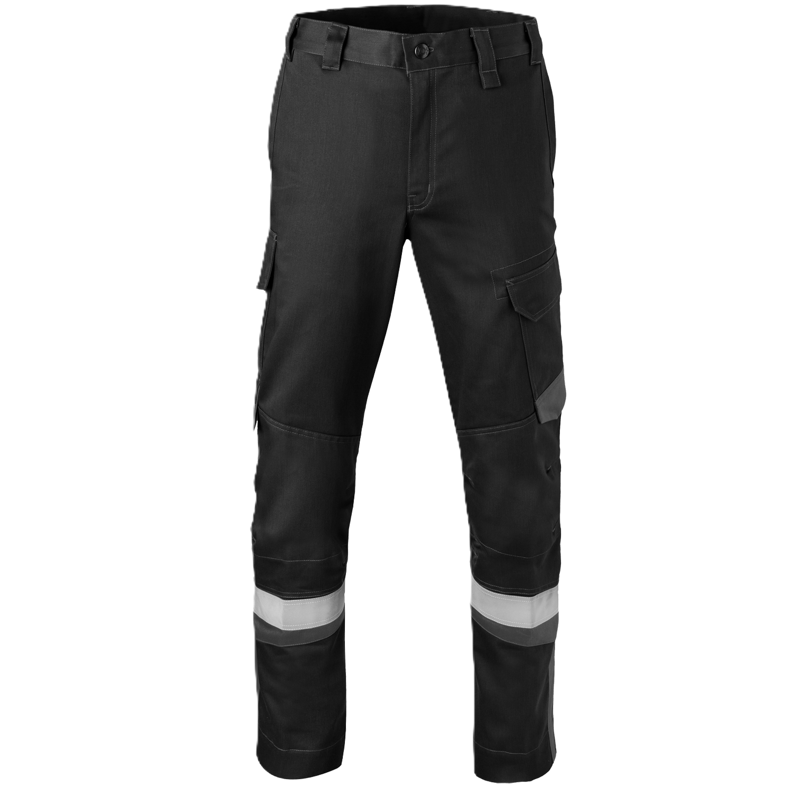 Cargohosen, Dunkelgrau, Reflektionsstreifen, Kniehöhe, Mehrfachtaschen