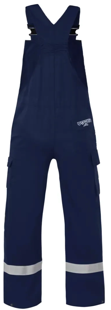 Arbeits Overall, Latzhose, Navy, Reflektionsstreifen, Cargo Taschen