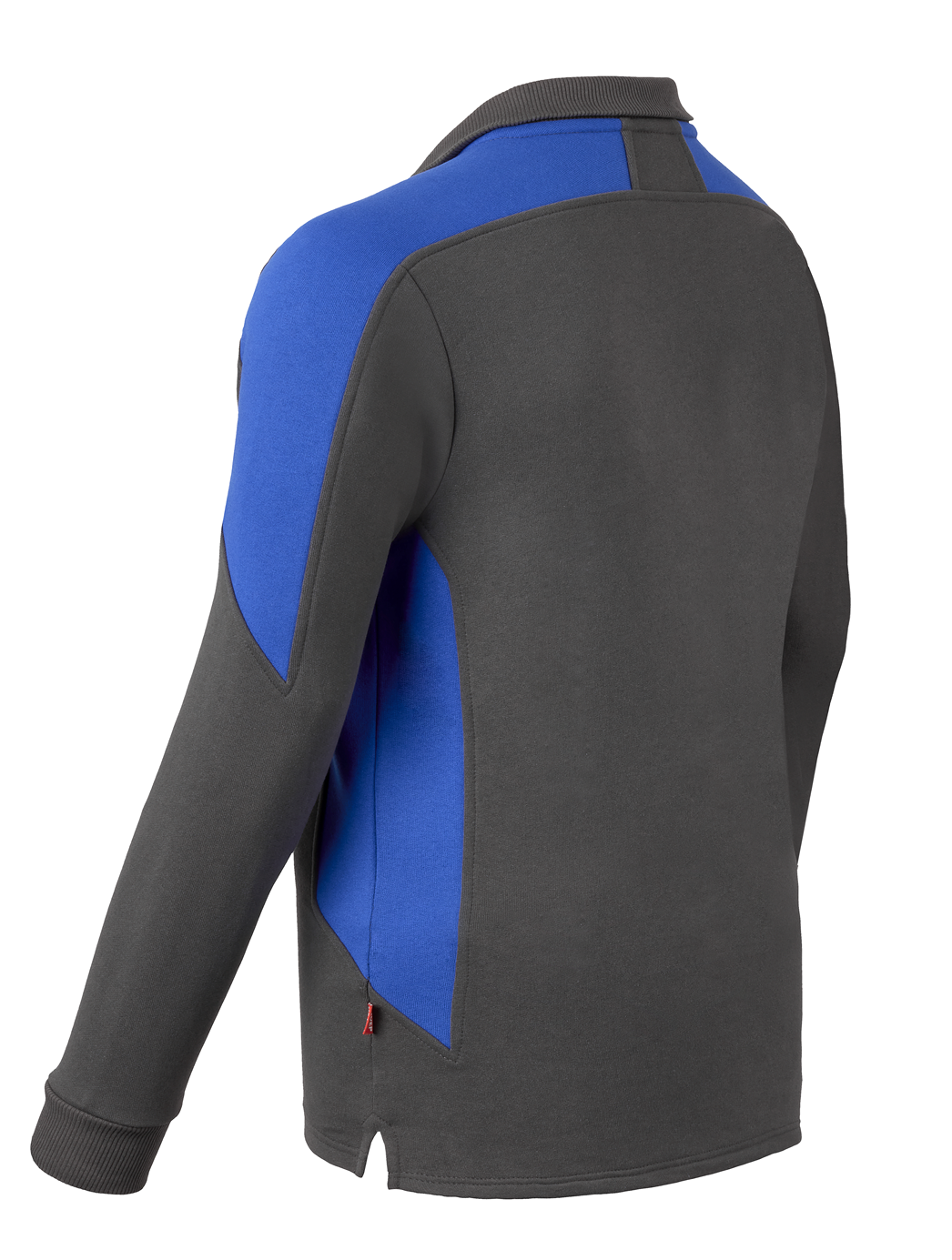 Sweatshirt, Colorblock, Blue panels, Grey body, Long sleeve