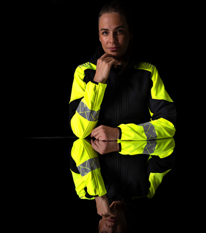 High-visibility jacket, Reflective jacket, Yellow jacket, Workwear, Zebra pattern reflection
