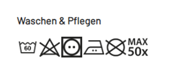 Waschen, Pflegen, Waschhinweise, Bügeln, Trockenzeichen