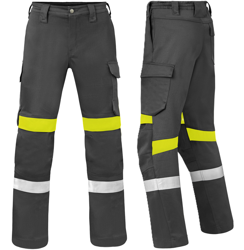 Arbeitshose, Cargohose, High-Visibility, Reflektierende Streifen, Gürtelschlaufen