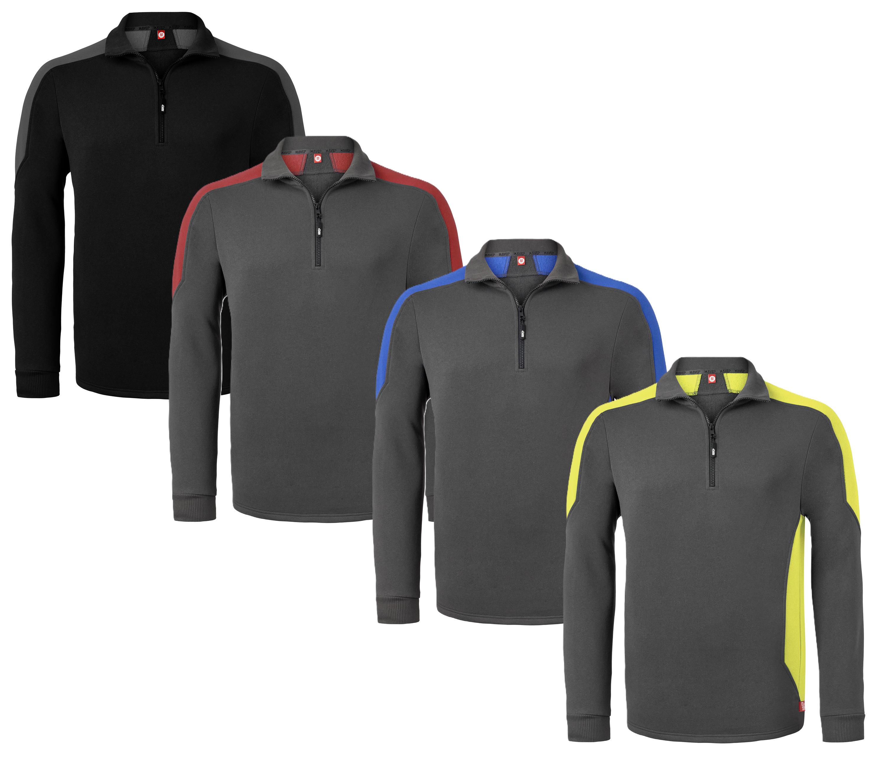 Sweatshirt mit Zip-Kragen | HAVEP® Bicolor | 10076