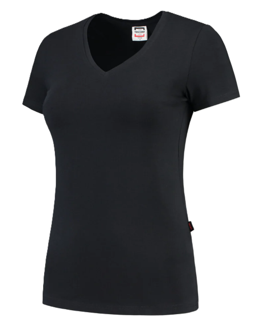 T‑shirt, V-Ausschnitt, Kurzarm, schwarz, Baumwolle