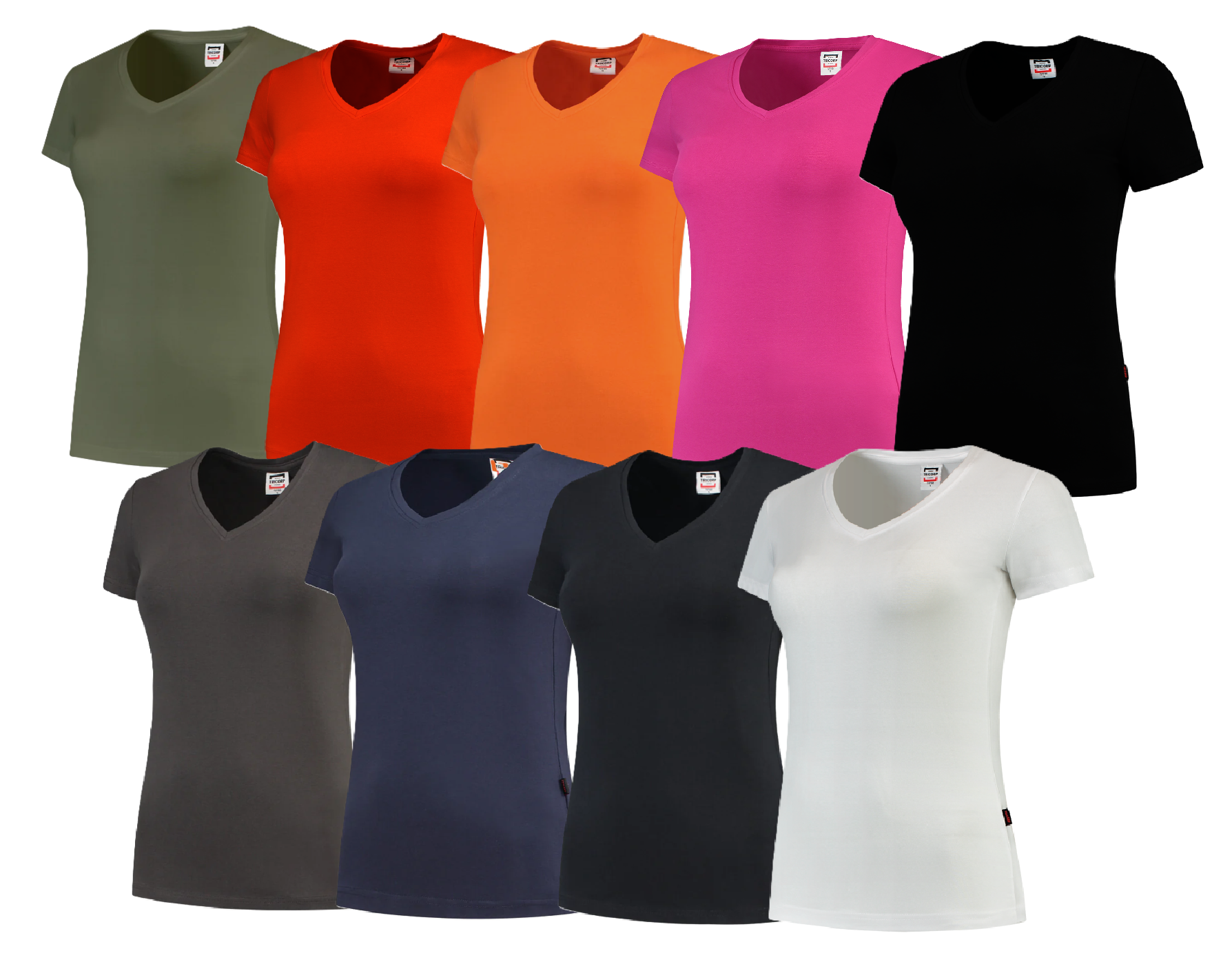 V-Ausschnitt T-Shirt, Kurzarm, Unifarben, Damen, Casual