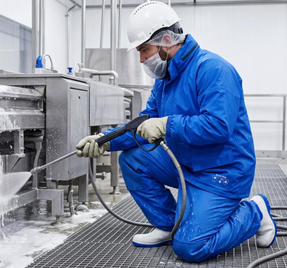 Arbeitskleidung, Schutzhelm, Schutzhandschuhe, Reinigung, Industriearbeiten