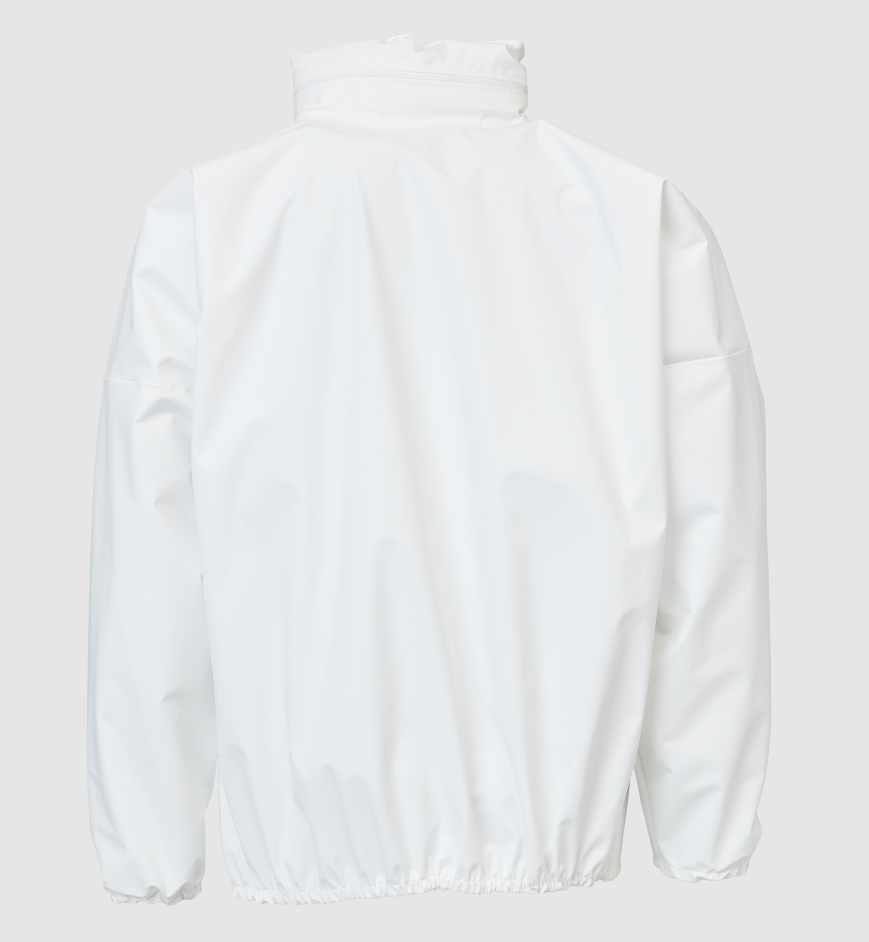 Windjacke, weiße Jacke, Reißverschluss Kragen, Gummizug, Langarm