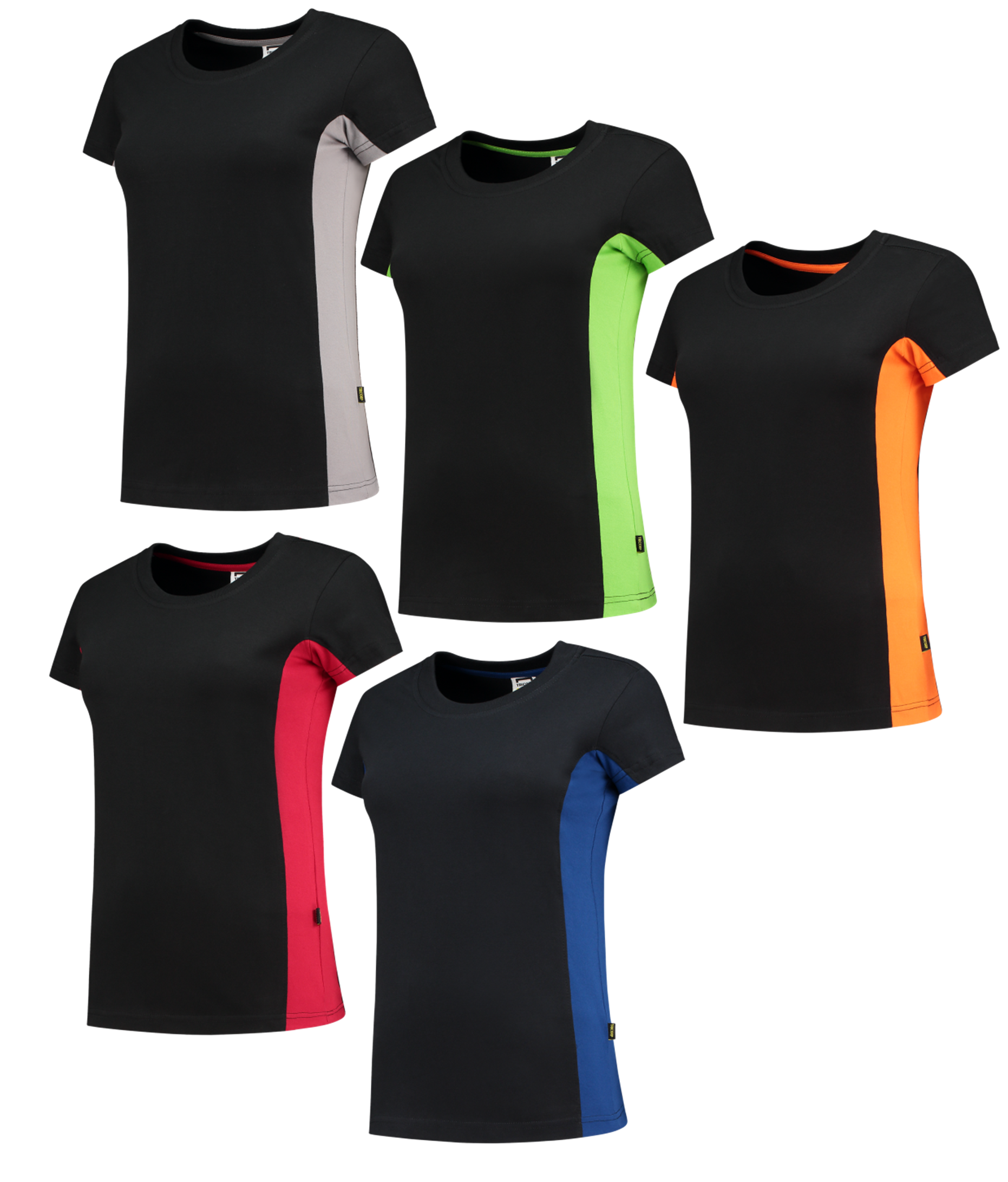 T-Shirt, Kurzarm, schwarz, Farbblende, Jersey