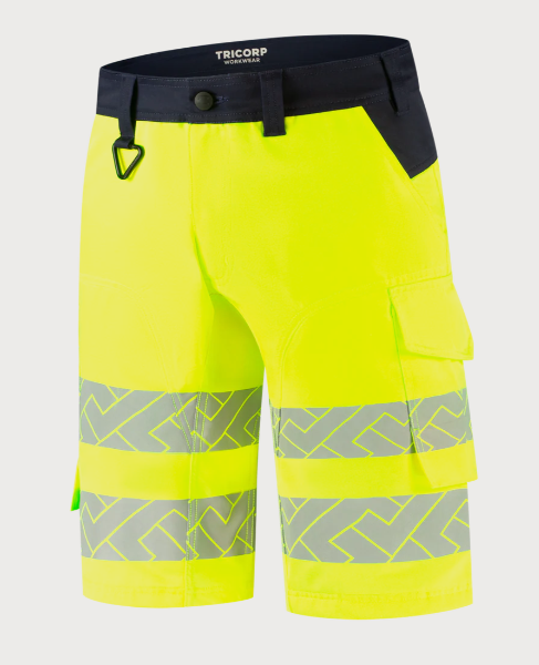 Arbeitshose, Hochsichtbarkeit, Hi-Vis, Kniehohe Shorts, Hose mit Reflektionsstreifen