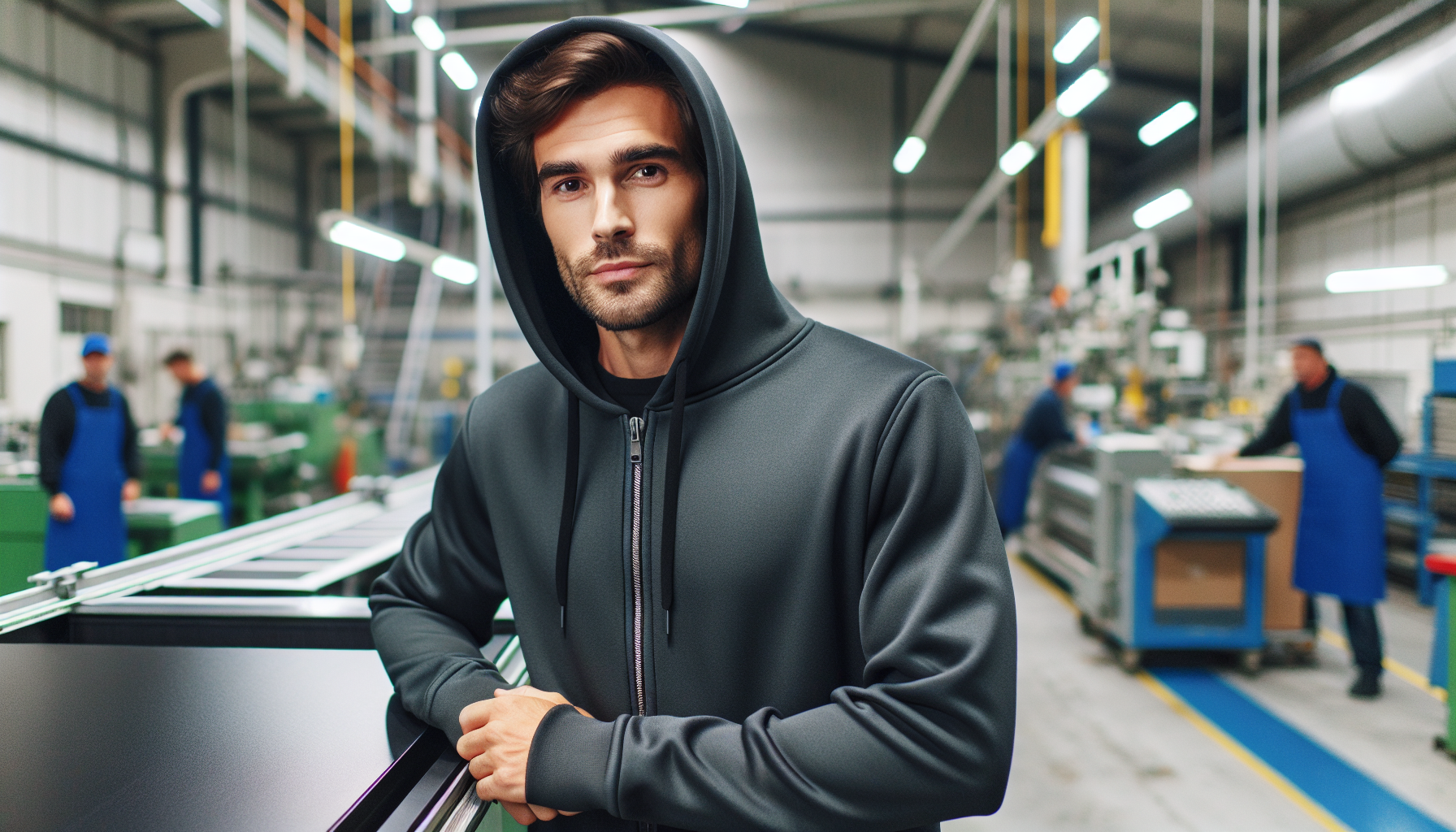 Fabrik, Herstellung, Kapuzenpulli, Mann, Person