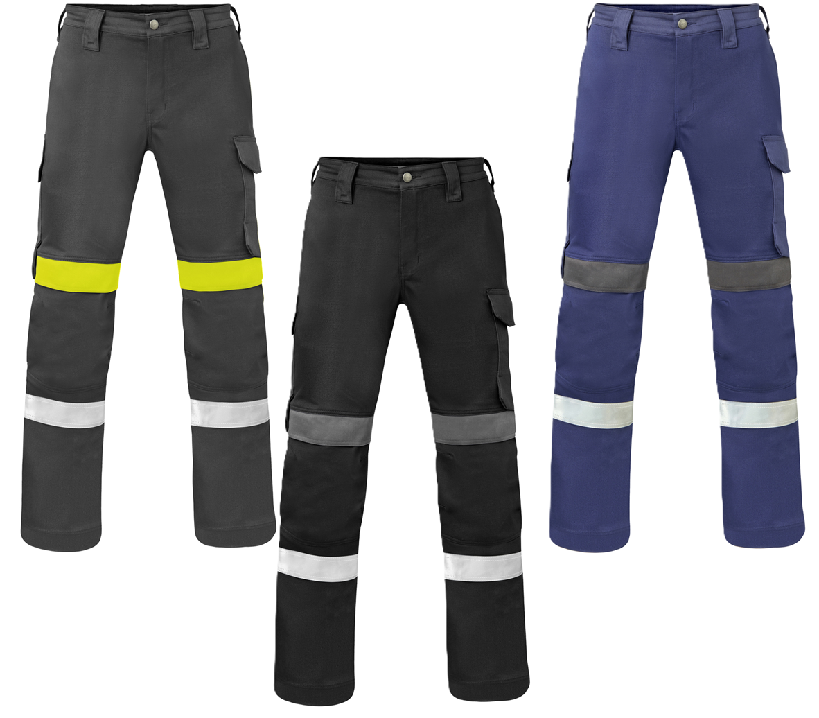 Arbeitshose, Cargo-Hose, Reflektoren, Gürtelschlaufen, Kniepolster, Arbeitshose, Cargohose, Körperhose, Reflexstreifen, Knieband